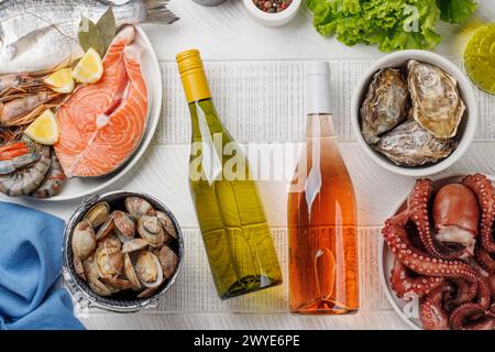 Seafood Platter Delight: Shrimps, Salmon, Oysters Galore and wine ...