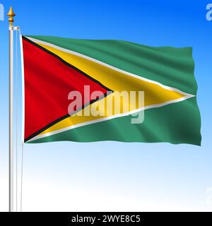 Guyana, official national waving flag, south american country, vector illustration Stock Vector