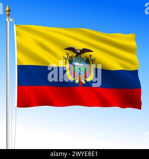 Ecuador, official national waving flag, south american country, vector illustration Stock Vector