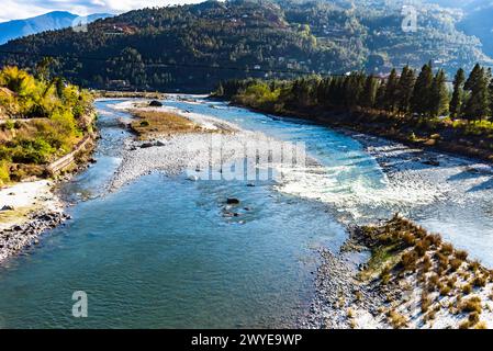Puna Tsang Chu River, Bhutan Stock Photo