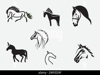minimal style Black horse icon illustration design Stock Vector