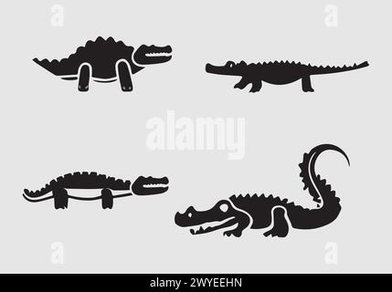 minimal stylish black Crocodylomorph icon illustration design Stock Vector