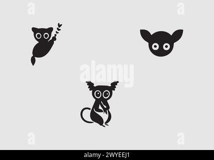 minimal stylish black Bush Baby icon illustration design Stock Vector