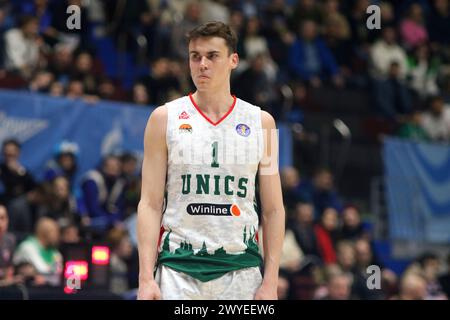 Saint Petersburg, Russia. 05th Apr, 2024. Nenad Dimitrijevic (1) of UNICS Kazan in action during the VTB United League basketball match, Regular Season, between Zenit Saint Petersburg and UNICS Kazan at 'kck Arena'. Final score; Zenit 91:87 UNICS Kazan. (Photo by Maksim Konstantinov/SOPA Images/Sipa USA) Credit: Sipa USA/Alamy Live News Stock Photo