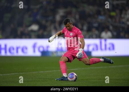 MELBOURNE, AUSTRALIA. 6 Apr 2024. Pictured:  Melbourne City goalkeeper Englishman Jamie Young(1) during the A Leagues Soccer, Melbourne Victory FC v Melbourne City FC at Melbourne's AAMI Park. Credit: Karl Phillipson/Alamy Live News Stock Photo