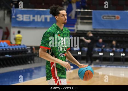 Saint Petersburg, Russia. 05th Apr, 2024. Ismael Bako (21) of UNICS Kazan in action during the VTB United League basketball match, Regular Season, between Zenit Saint Petersburg and UNICS Kazan at 'kck Arena'. Final score; Zenit 91:87 UNICS Kazan. (Photo by Maksim Konstantinov/SOPA Images/Sipa USA) Credit: Sipa USA/Alamy Live News Stock Photo