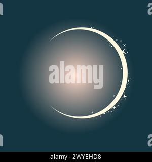 Total solar eclipse banner. Hand drawn vector design on dark background. Stock Vector