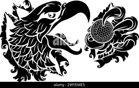 Bald Eagle Hawk Ripping Golf Ball Mascot Stock Vector