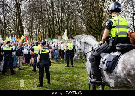 THE HAGUE - Supporters of Extinction Rebellion block the A12 for the 37th time. Sweden's Greta Thunberg was present at the blockade because new international actions against fossil subsidies were announced during the action. ANP RAMON VAN FLYMEN Credit: ANP/Alamy Live News Stock Photo