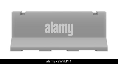 Iron concrete road barriers for blocking road, isolated on white background. Design elements of the guardrails. Realistic 3D isometric style, vector i Stock Vector