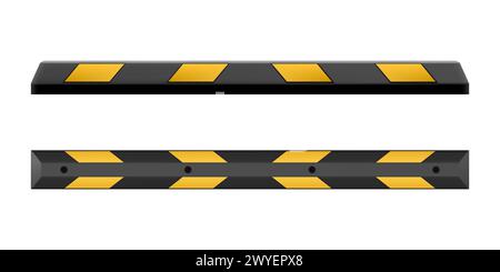 Speed bump element or obstacle on the road to reduce speed on the road. Sleeping policeman. Road safety regulations. Lying Policeman isolated on white Stock Vector