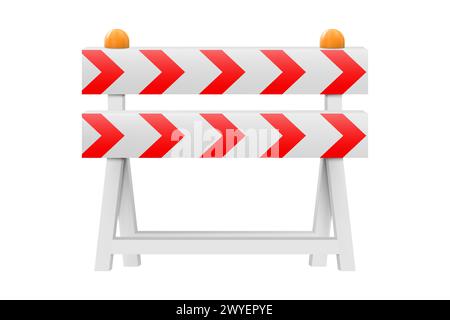 Protective road barrier with red stripes. Under construction, warning barrier. 3d realistic vector icon. minimal style. Stock Vector