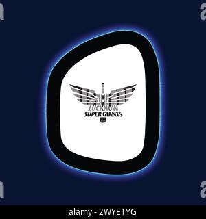 Lucknow Super Giants Logo Neon Light Board View Blue Background, Vector Illustration Abstract Editable image Stock Vector