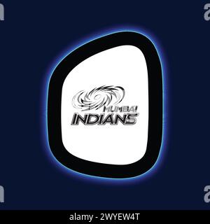 Mumbai Indians Logo Neon Light Board View Blue Background, Vector Illustration Abstract Editable image Stock Vector