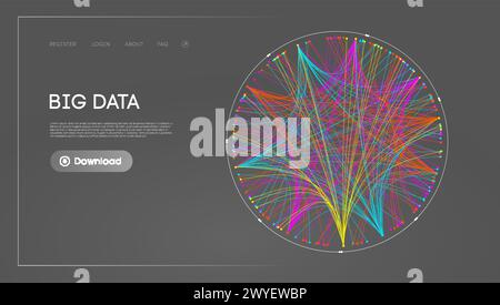 Big Data Circle blockchain technology background. Neural network digital background Stock Vector