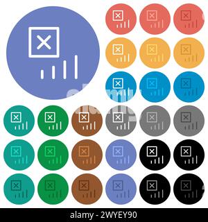 Signal error multi colored flat icons on round backgrounds. Included white, light and dark icon variations for hover and active status effects, and bo Stock Vector