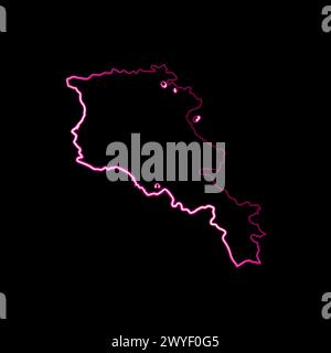 Vector isolated illustration of Armenia map with neon effect. Stock Vector