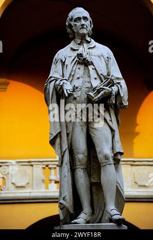 Alessandro Volta (18 February 1745 – 5 March 1827) Italian physicist and chemist Statue at the cloister of The University Palace in Pavia Italy Stock Photo