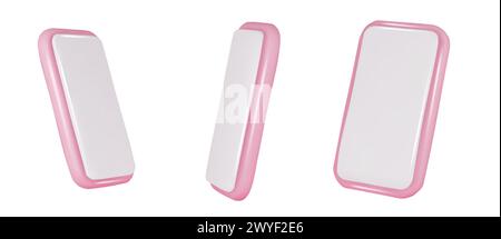 Vector 3d smartphones set in a minimalist style. Modern smartphone mockup with blank screen. Stock Vector