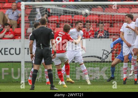 London, UK. 06th Apr, 2024. Alfie May of Charlton Athletic scores to make it 1-0 during the Sky Bet League 1 match Charlton Athletic vs Barnsley at The Valley, London, United Kingdom, 6th April 2024 (Photo by Alfie Cosgrove/News Images) in London, United Kingdom on 4/6/2024. (Photo by Alfie Cosgrove/News Images/Sipa USA) Credit: Sipa USA/Alamy Live News Stock Photo