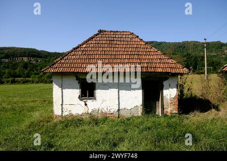 abandoned small house in Serbia Stock Photo