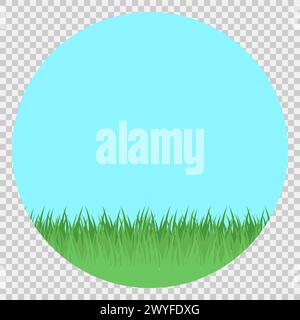 Green Grass With Blue Sky In Round Frame Stock Vector