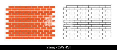 Brick wall icons trendy flat line art style vectors. Stock Vector