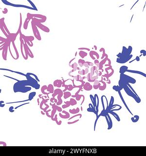 Big flowers vector seamless illustration pattern Stock Vector