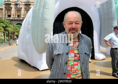 Archive Photo, Italy. 07th Apr, 2024. PHOTO ARCHIVE - MILAN - DIGITAL FOREST IN PIAZZA DUOMO, ITS DESIGNER, ARCHITECT ITALO ROTA (MILAN - 2017-06-27, ENRICO BRANDI) ps the photo can be used in compliance with the context in which it was taken, and without intent defamatory of the decorum of the people represented Editorial Usage Only Credit: Independent Photo Agency/Alamy Live News Stock Photo