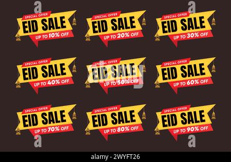 Eid Sale tags set vector badges. Eid Sale offer price sign. Special Eid offer symbol. Eid Discount promotion. EID Discount badge Stock Vector