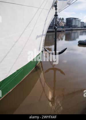 Anchor of an old sailing ship named Suomen Joutsen, Turku Finland Stock Photo