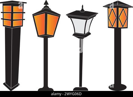 Garden lamp logo vector illustration design Stock Vector