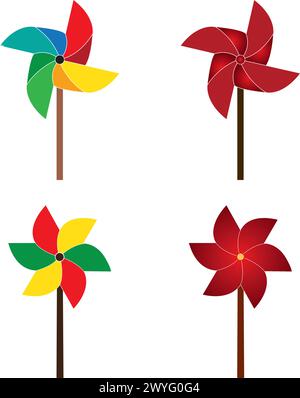 Paper windmill icon. vector illustration design template. Stock Vector