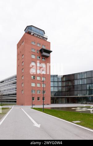 Munich, Germany. 05th Apr, 2024. Munich, Germany, April 5th 2024: Brainlab headquarter with the old aiport tower in Messestadt Riem, Munich. (Sven Beyrich/SPP) Credit: SPP Sport Press Photo. /Alamy Live News Stock Photo