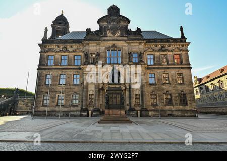 Saxon House of Estates (Sachsisches Standehaus) at Schlossplatz - Higher Regional Court of Dresden - Dresden, Soxony, Germany Stock Photo