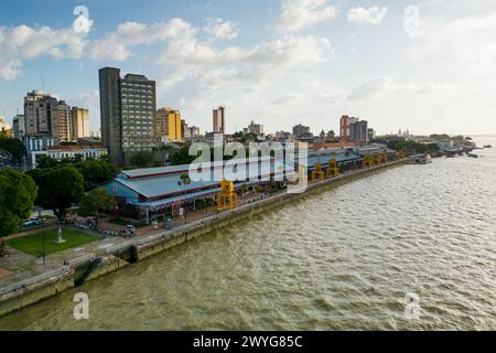 Aerial View of Docks Station Famous Area in Belem City, North of Brazil Stock Photo