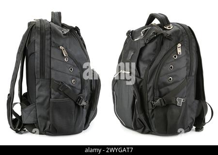 black backpack isolated on a white background Stock Photo