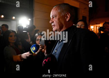 Bratislava, Slovakia. 06th Apr, 2024. Former Slovak President Andrej Kiska is seen at election headquarters of presidential candidate Ivan Korcok during the second round of the presidential elections in Bratislava, Slovakia, on April 6, 2024. Credit: Ondrej Deml/CTK Photo/Alamy Live News Stock Photo