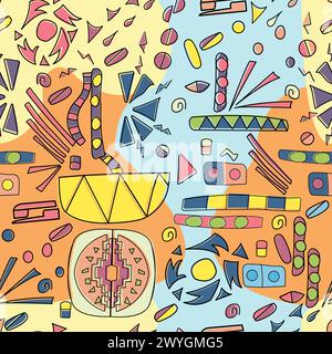 multicolored doodle geometric colorful shapes seamless Stock Vector