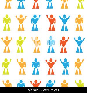 colorful figures of people gesturing with hands; colorful people figures that gesture with hands Stock Vector