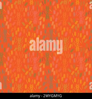 Colorful seamless background pattern with multicolored lines on orange background Stock Vector