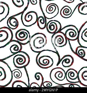beautiful striped ballpoint pen spirals seamless;  artistic spiral pen draw seamless Stock Vector