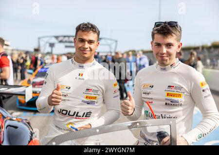 Le Castellet, France. 06th Apr, 2024. JOULIE Enzo (fra), Matmut Evolution, Toyota GT Supra GT4 Evo, portrait, CHELI Etienne (fra), Matmut Evolution, Toyota GT Supra GT4 Evo, portrait during the 1st round of the 2024 GT4 European Series powered by Rafa Racing Club on the Circuit Paul Ricard, from April 5 to 7, 2024 in Le Castellet, France - Photo Marc de Mattia/DPPI Credit: DPPI Media/Alamy Live News Stock Photo