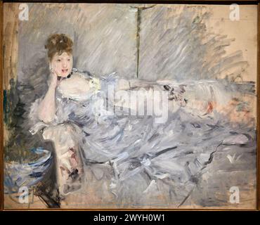 'Jeune Femme en gris étendue', 1879, Berthe Morisot (1841-1895). Stock Photo