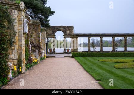 Hever Castle loggia on a cloudy spring afternoon, Hever, Kent, England Stock Photo