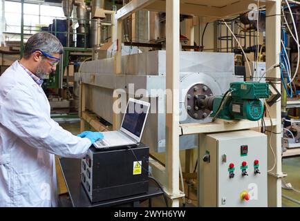 Thermal treatment of waste in a controlled atmosphere. Heat treatment furnace. Laboratory. Energy and Environment Division. Tecnalia Research and Innovation. Donostia. San Sebastian. Gipuzkoa. Basque Country. Spain. Europe. Stock Photo