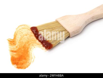 Marinade with basting brush isolated on white Stock Photo