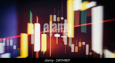 Technical analysis on the monitor of a computer. Fundamental and technical analysis concept. Stock Photo