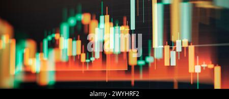 Technical analysis on the monitor of a computer. Fundamental and technical analysis concept. Stock Photo