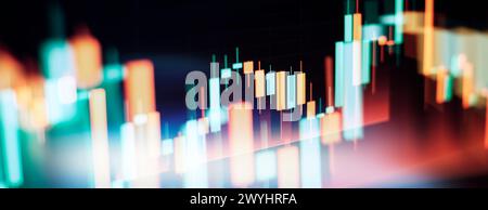 Technical analysis on the monitor of a computer. Fundamental and technical analysis concept. Stock Photo